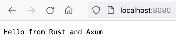Hello from Rust and Axum updated backend output